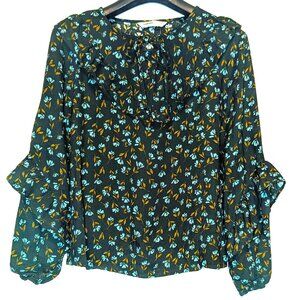 Sonoma ruffled tie neck long sleeve blouse